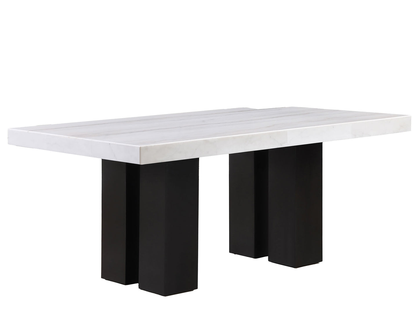 Artemis 70 inch Marble Top Dining Table, Black Finish