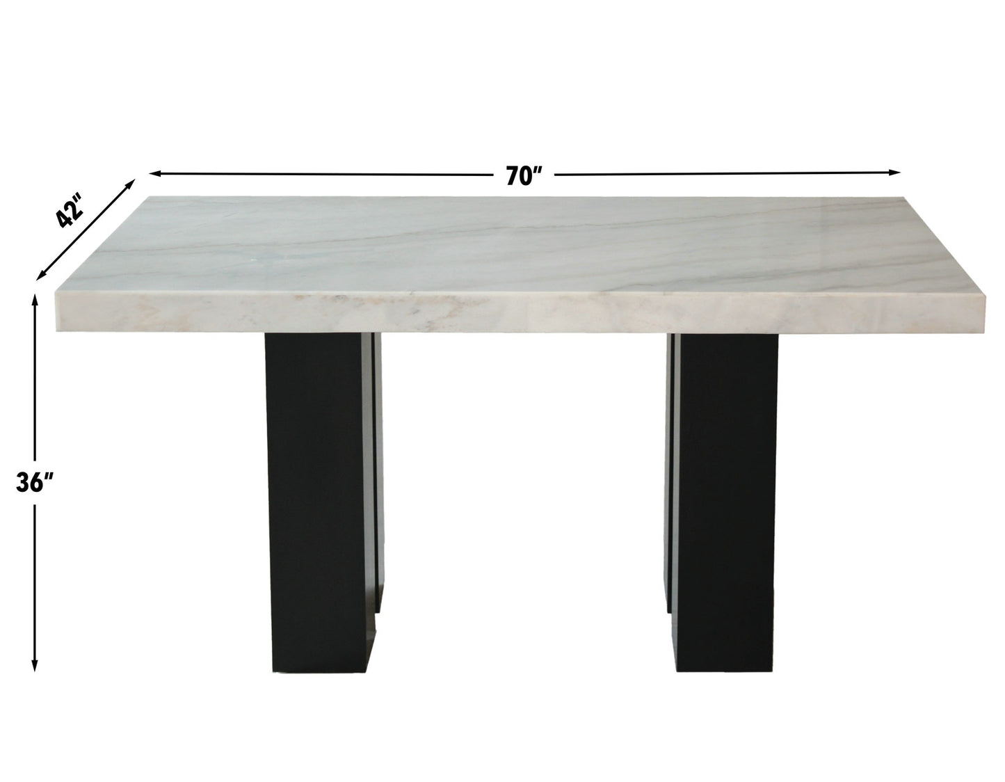 Artemis 70 inch Marble Top Dining Table, Black Finish