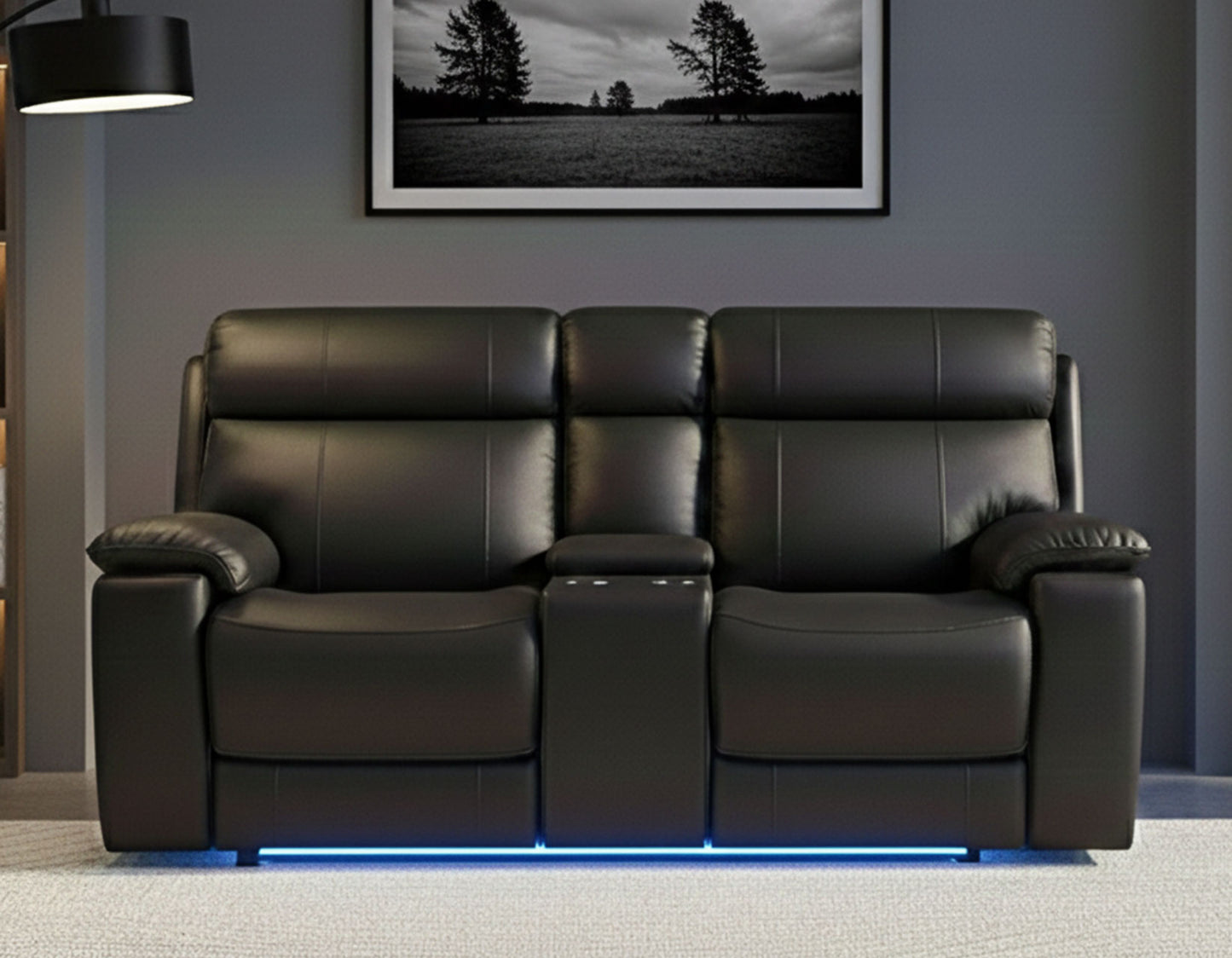 Zenith Home Theater Power Reclining, Built-In Speakers, Lighting And Vibration

91″ Sofa
81″ Loveseat
Recliner