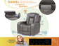 Daniel Triple Power Home Theater Immersive Entertainment Reclining Set, Leather

87″ Sofa, Drop-Down Console
75″ Console Loveseat
Recliner
