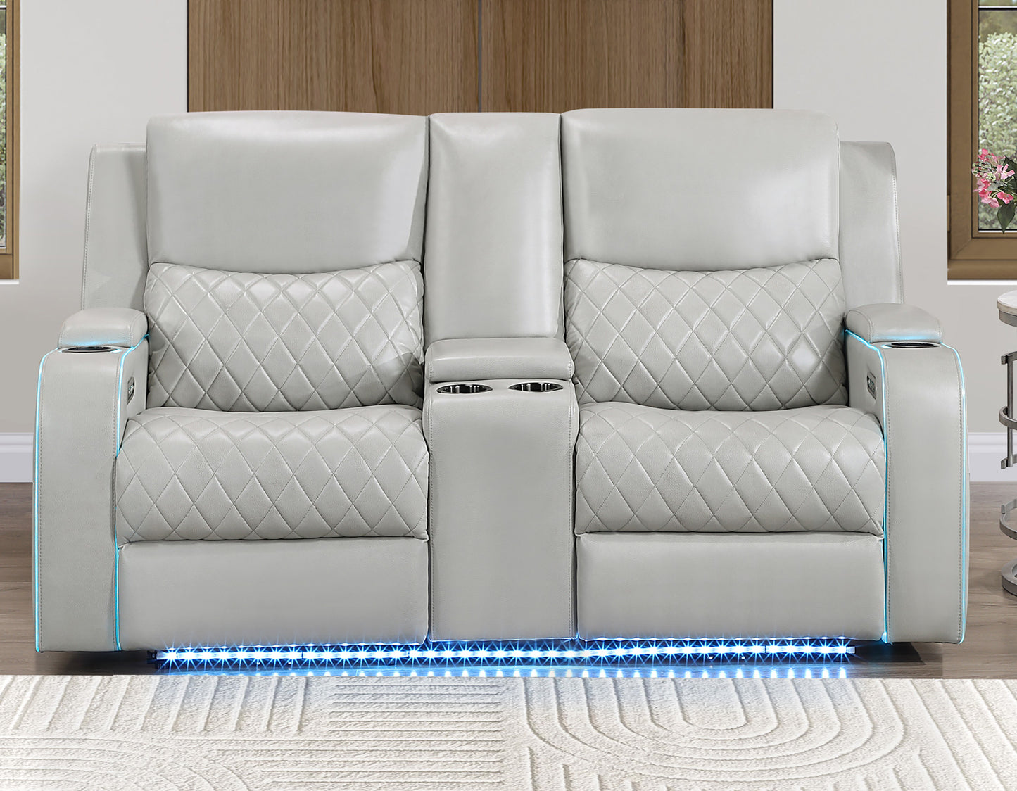 Luna Home Cinema Power Reclining, Ice

82″ Sofa
71″ Console Loveseat
Recliner