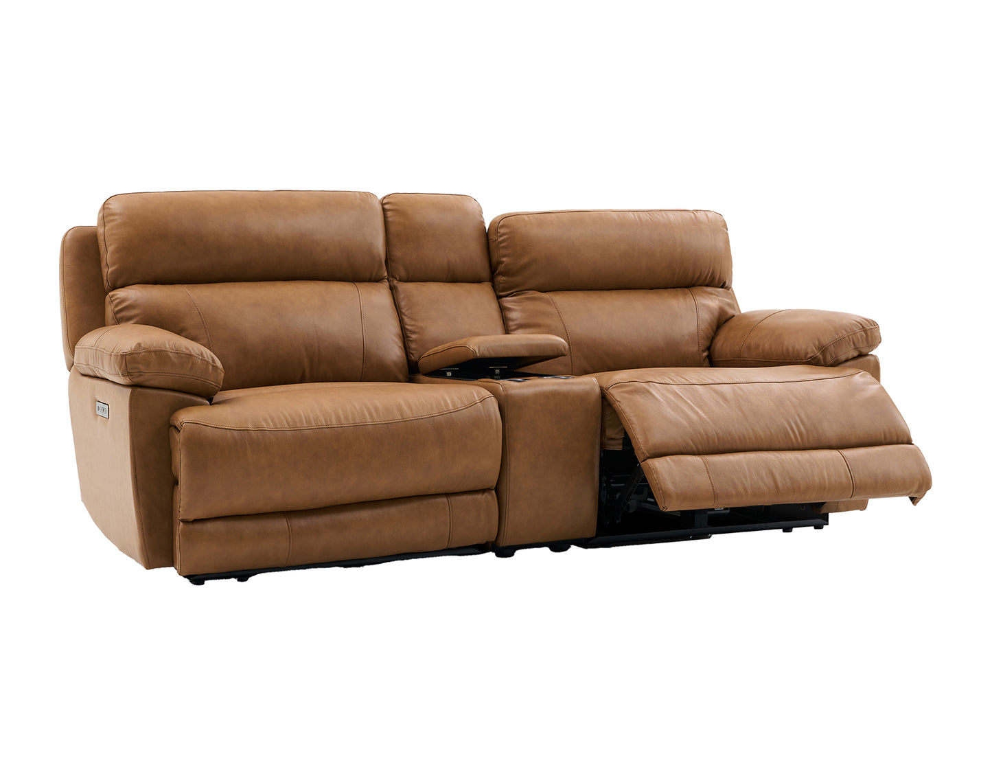 Gatlin Leather Dual-Power 3-Piece Reclining Console Loveseat