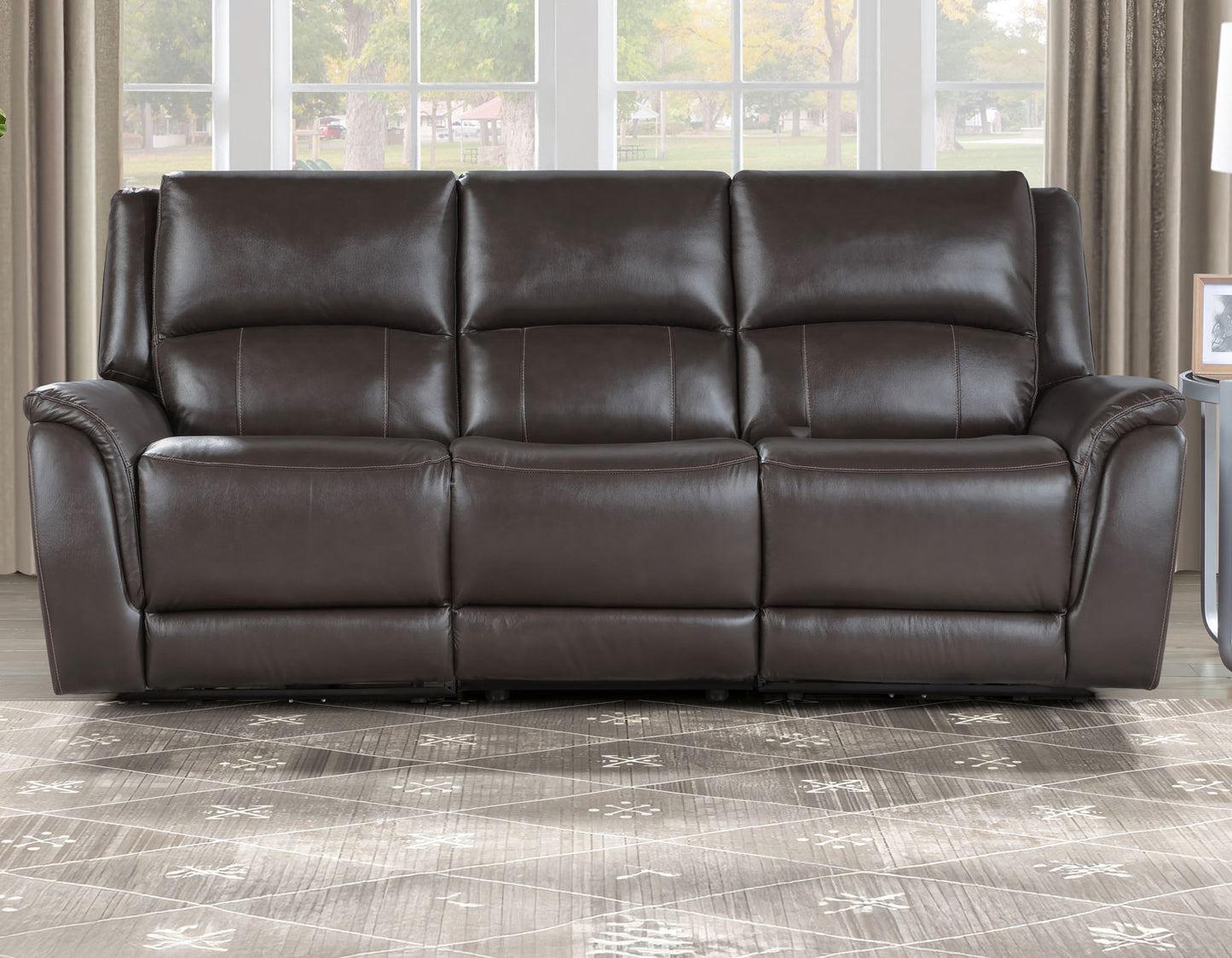 Alexandria Leather Power Reclining, Chocolate

91″ Sofa
80″ Loveseat Console
Recliner