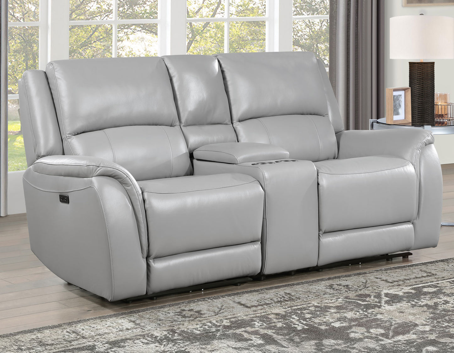 Alexandria Leather Power Reclining, Stone

91″ Sofa
80″ Console Loveseat
Recliner