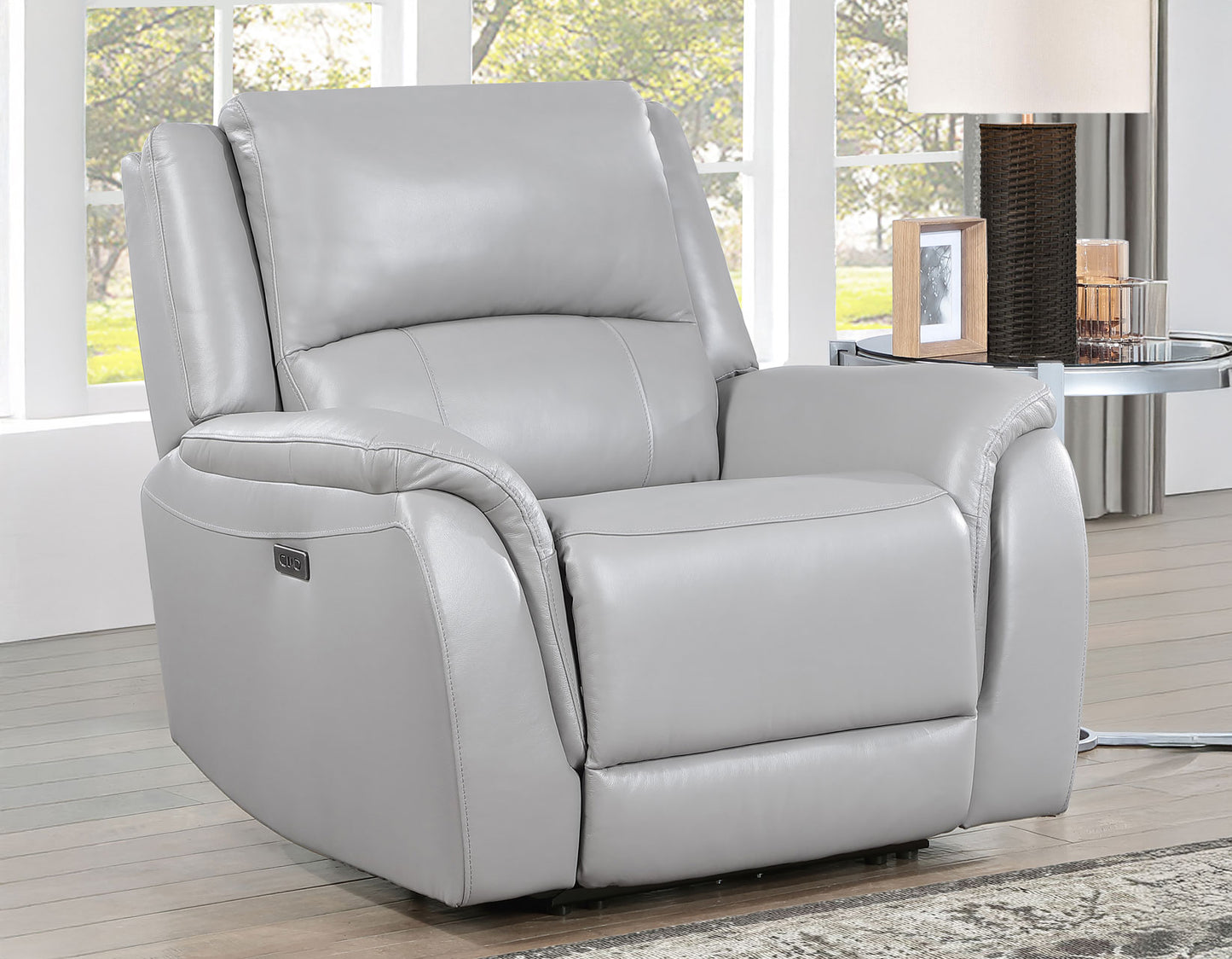 Alexandria Leather Power Reclining, Stone

91″ Sofa
80″ Console Loveseat
Recliner
