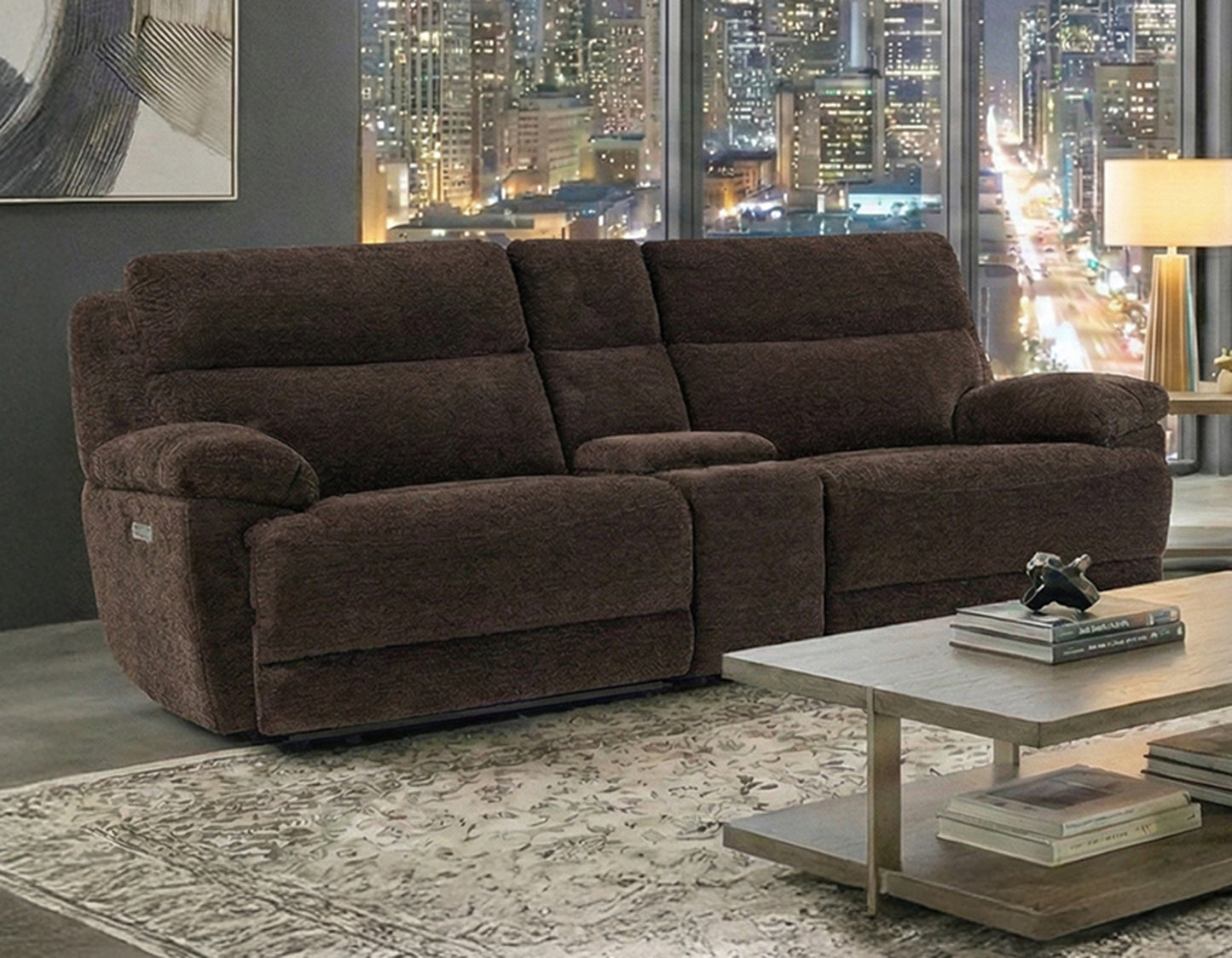 Gatlin Dual-Power Reclining, Brown Fabric

114″ Sofa
95″ Console Loveseat
Recliner