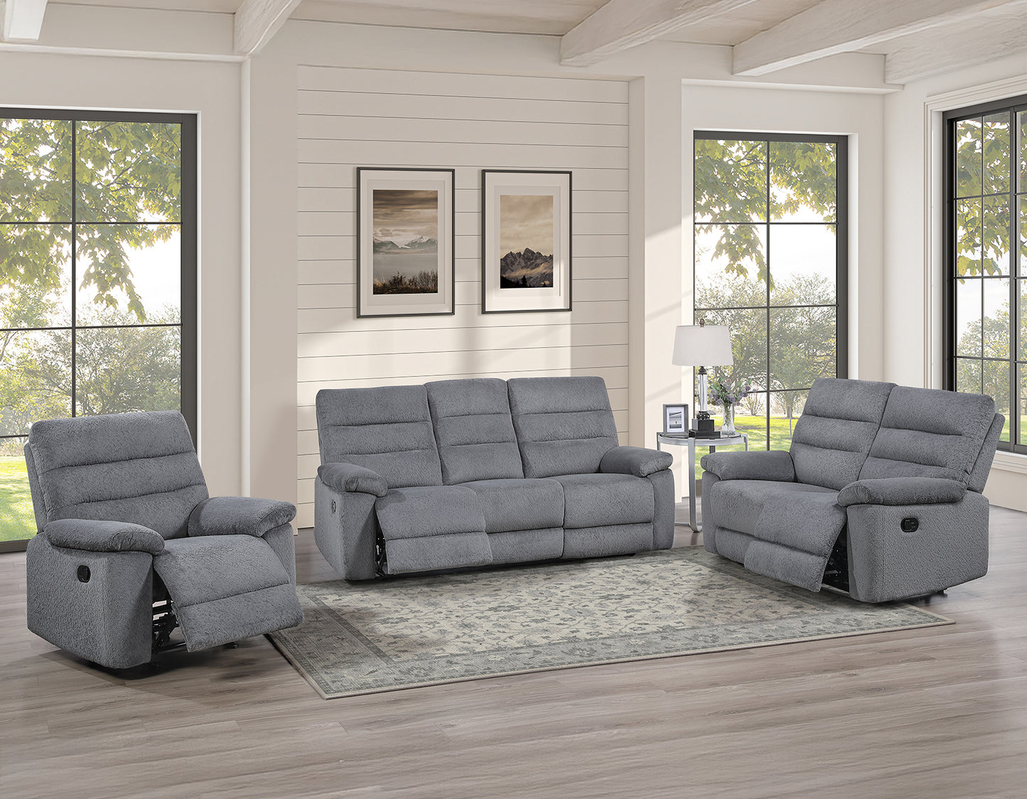 Cozy Manual Reclining

81″ Sofa
59″ Loveseat
Recliner