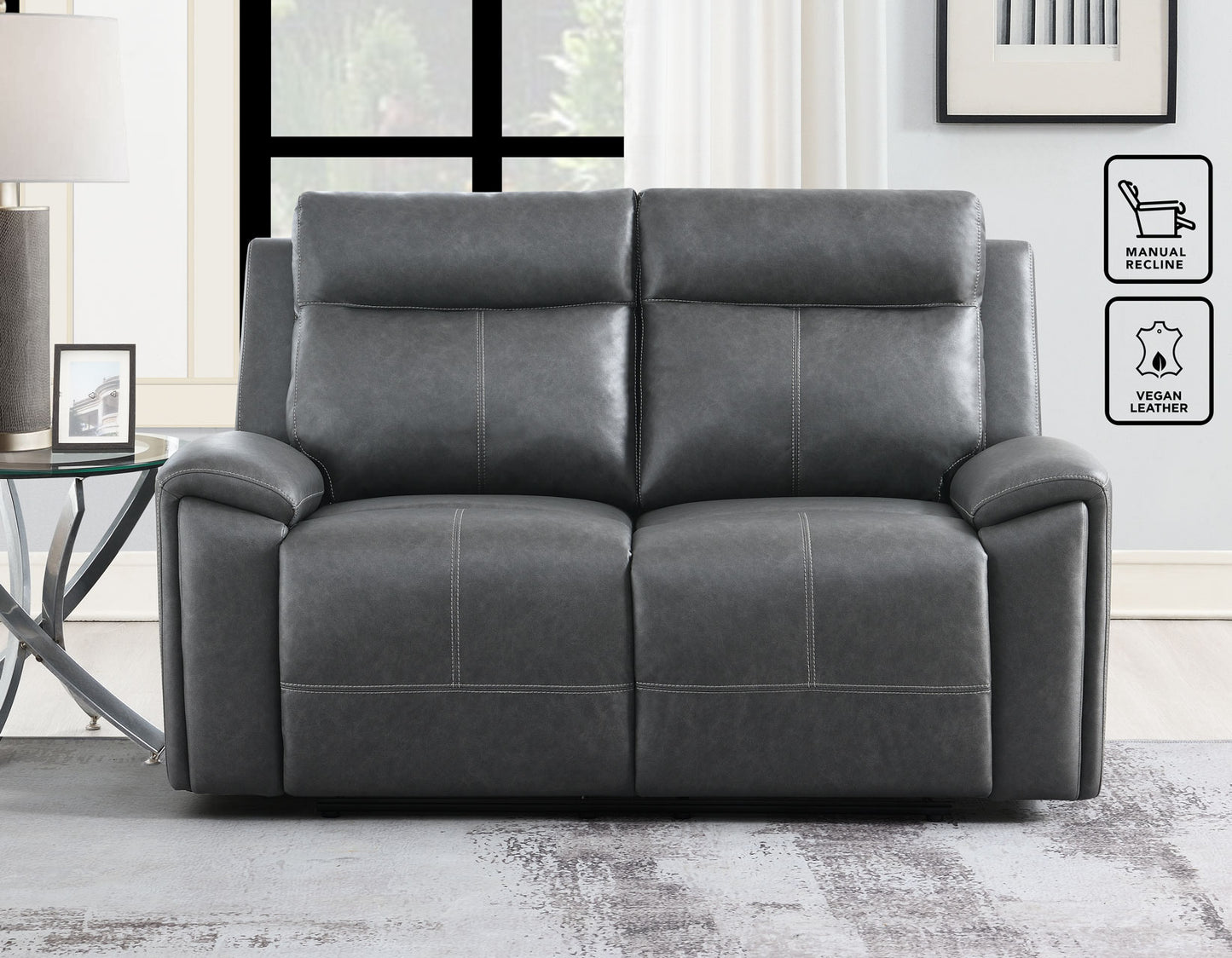 Gaston Manual Reclining

87″ Sofa, Drop-Down Console
65″ Loveseat
Recliner, Glider