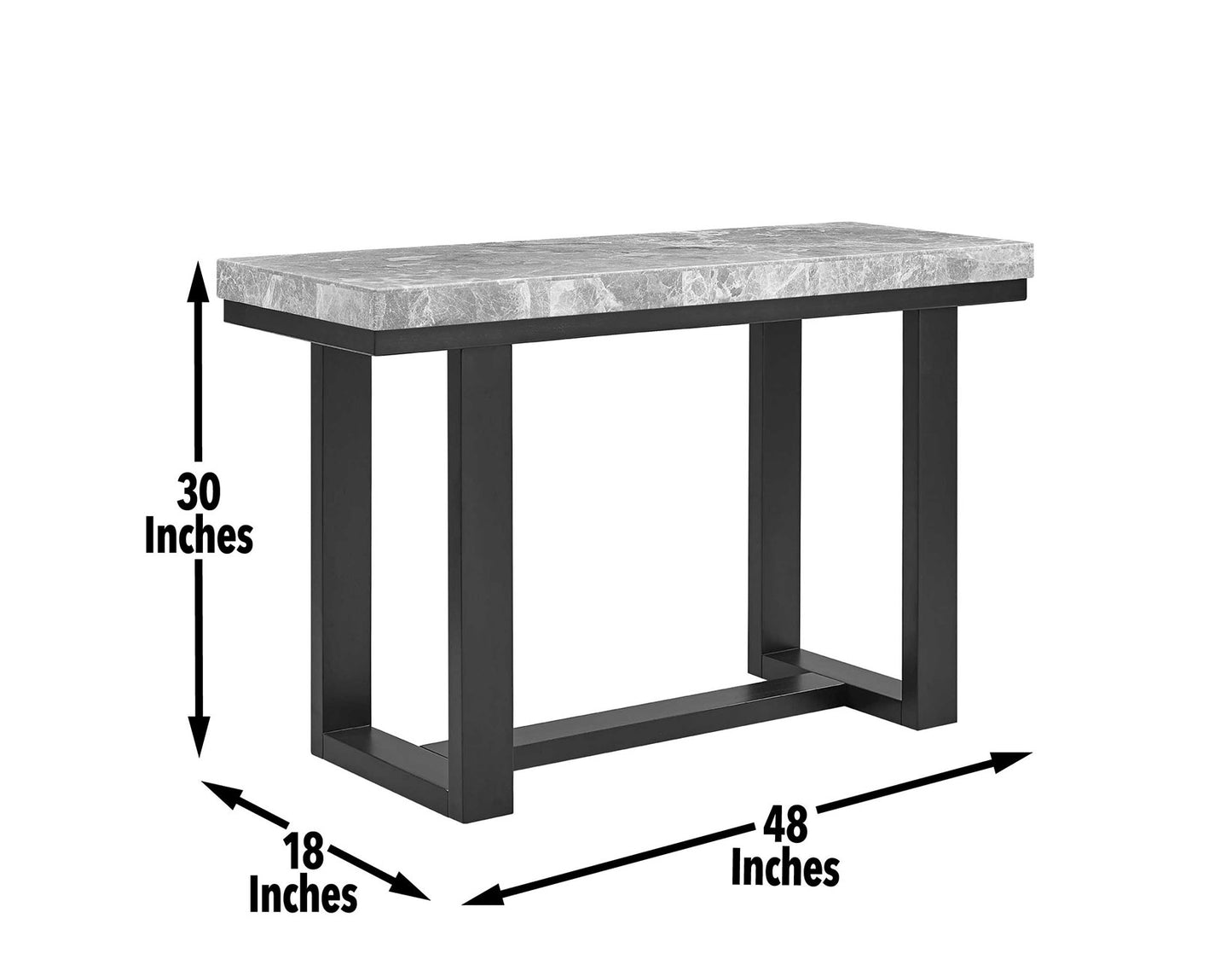 Artemis Sofa Table, Gray Marble Top
