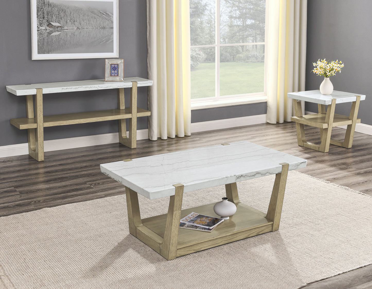 Perth, Sofa Table, White Marble Top