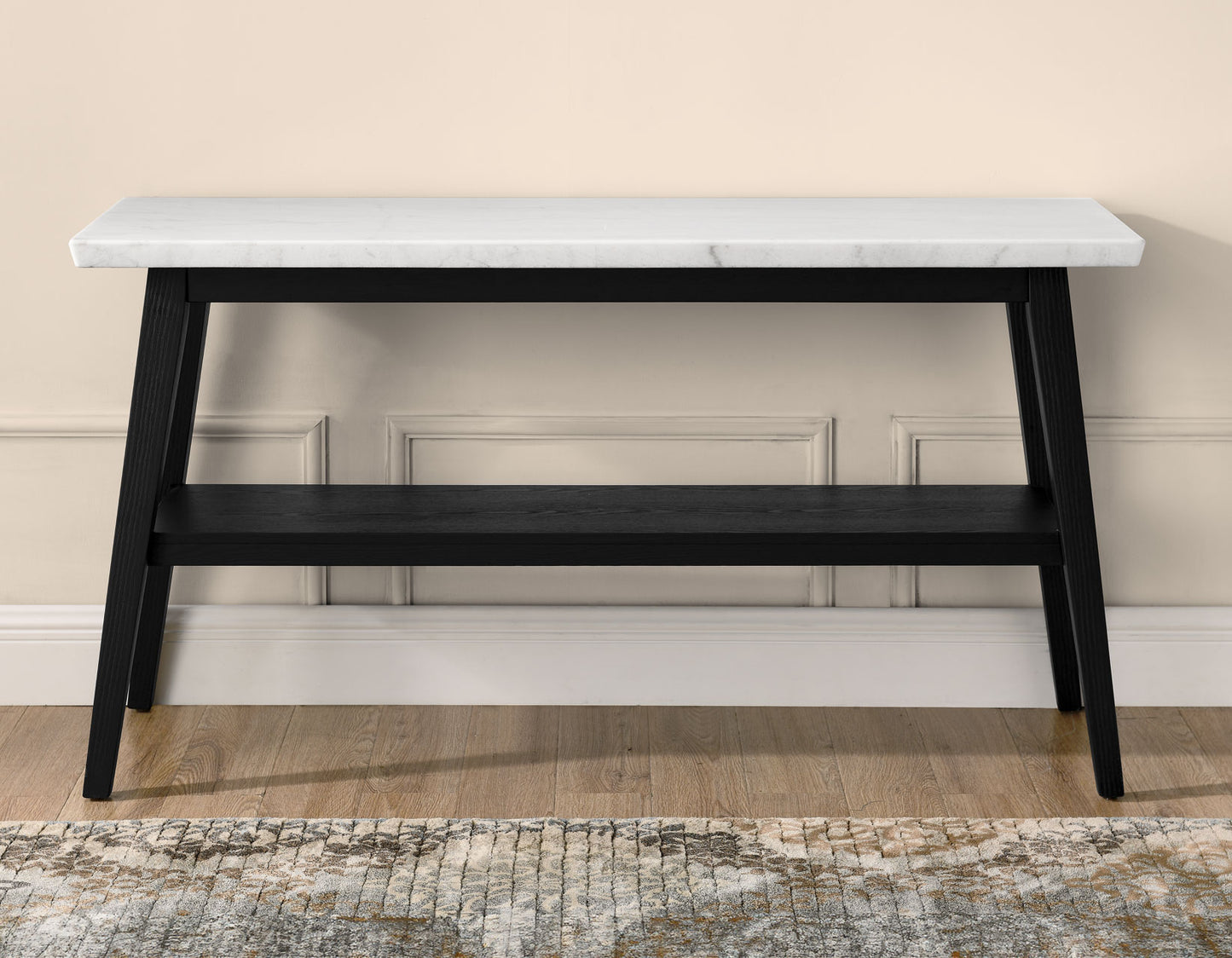 Vida, Sofa Table, White Marble Top, Black