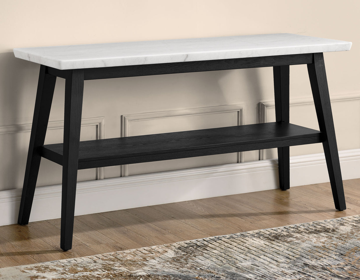 Vida, Sofa Table, White Marble Top, Black