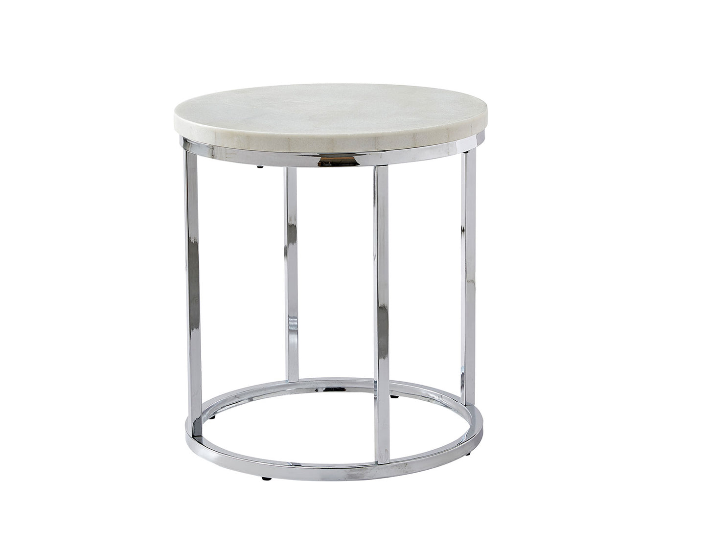 Echo, Round End Table, White Marble Top