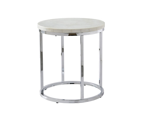 Echo, Round End Table, White Marble Top