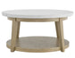 Vida, Round 36″ Cocktail Table, White Marble Top, Castered