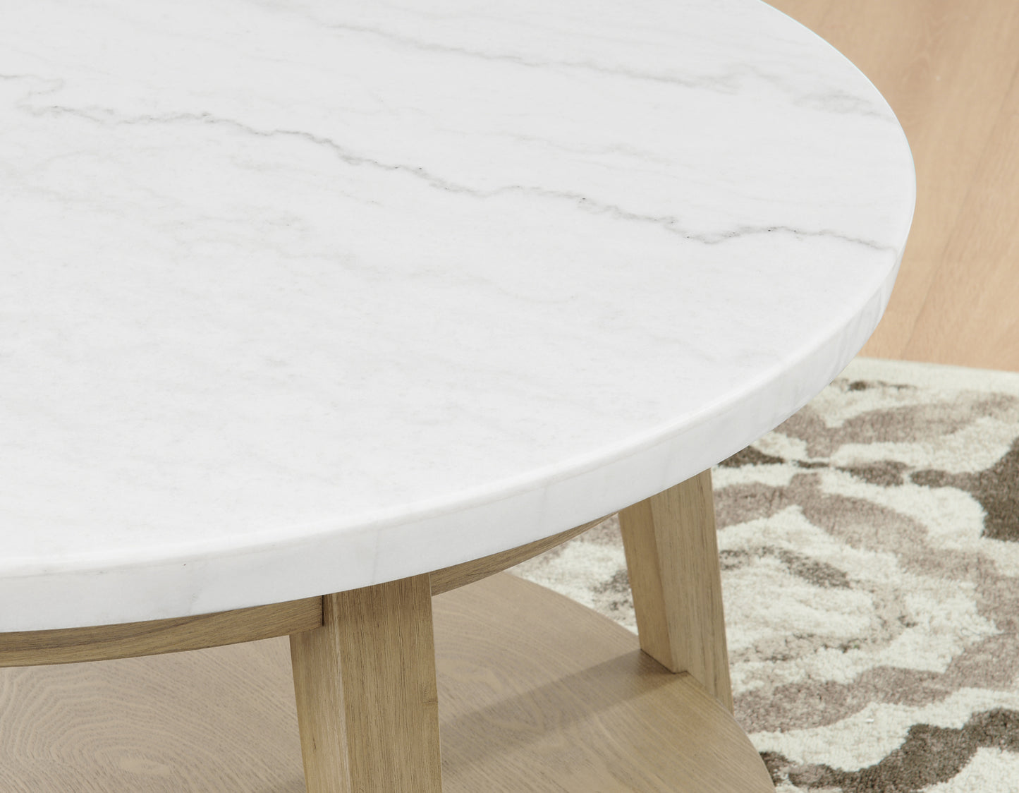 Vida, Round 36″ Cocktail Table, White Marble Top, Castered
