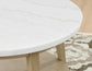 Vida, Round 36″ Cocktail Table, White Marble Top, Castered