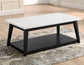 Vida, Cocktail Table, White Marble Top, Castered, Black