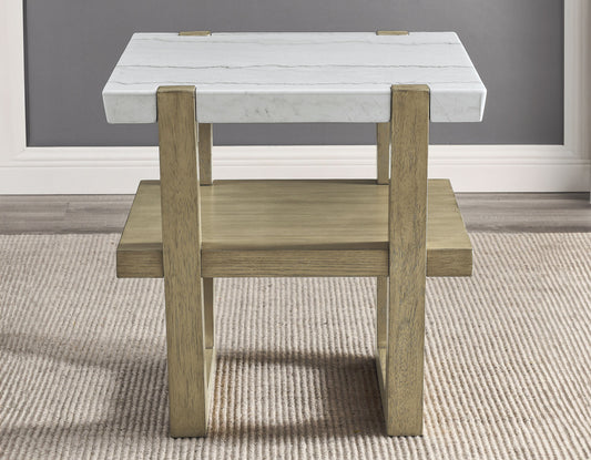 Perth, End Table, White Marble Top