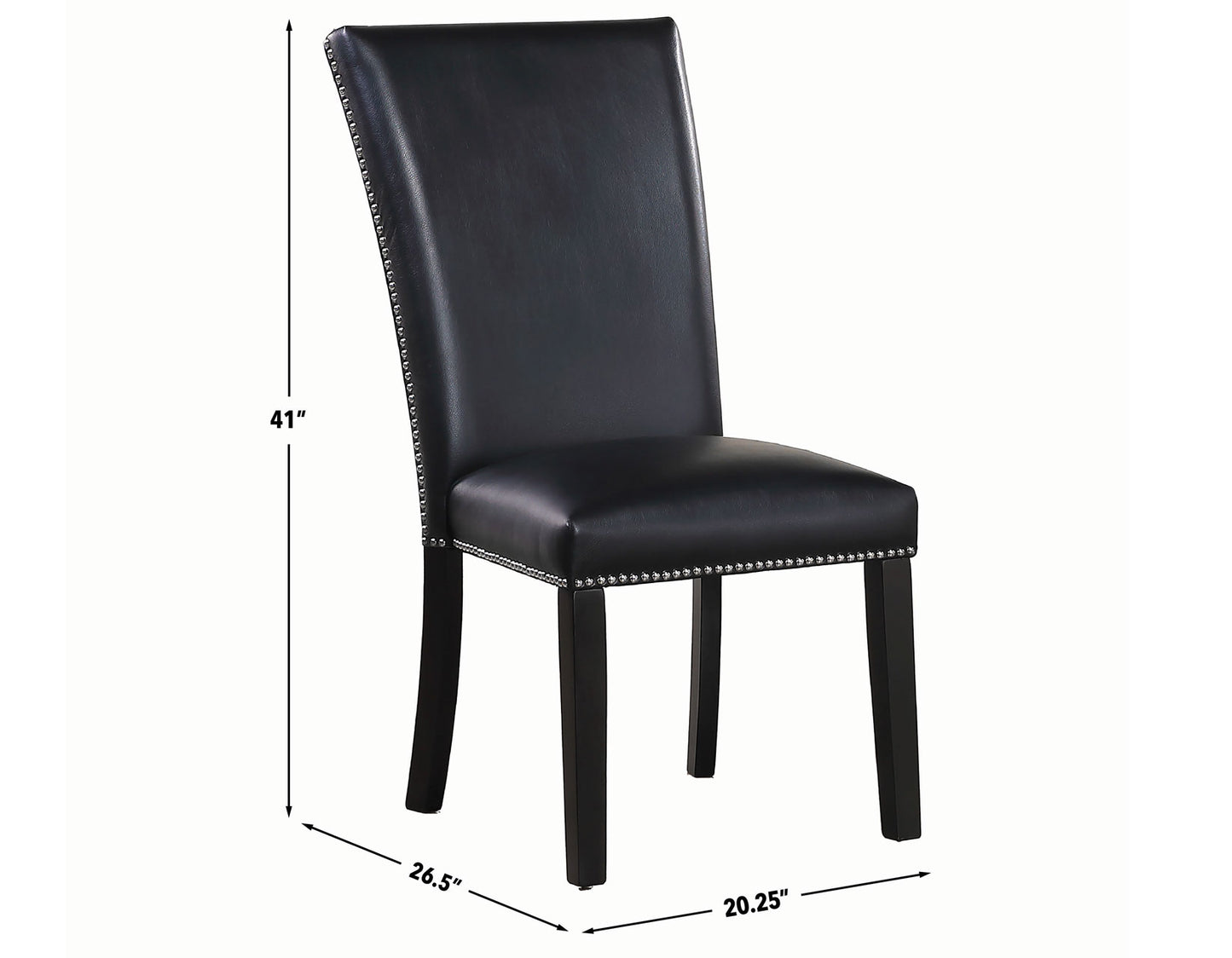 Artemis Side Chair, Black Vegan Leather Cover