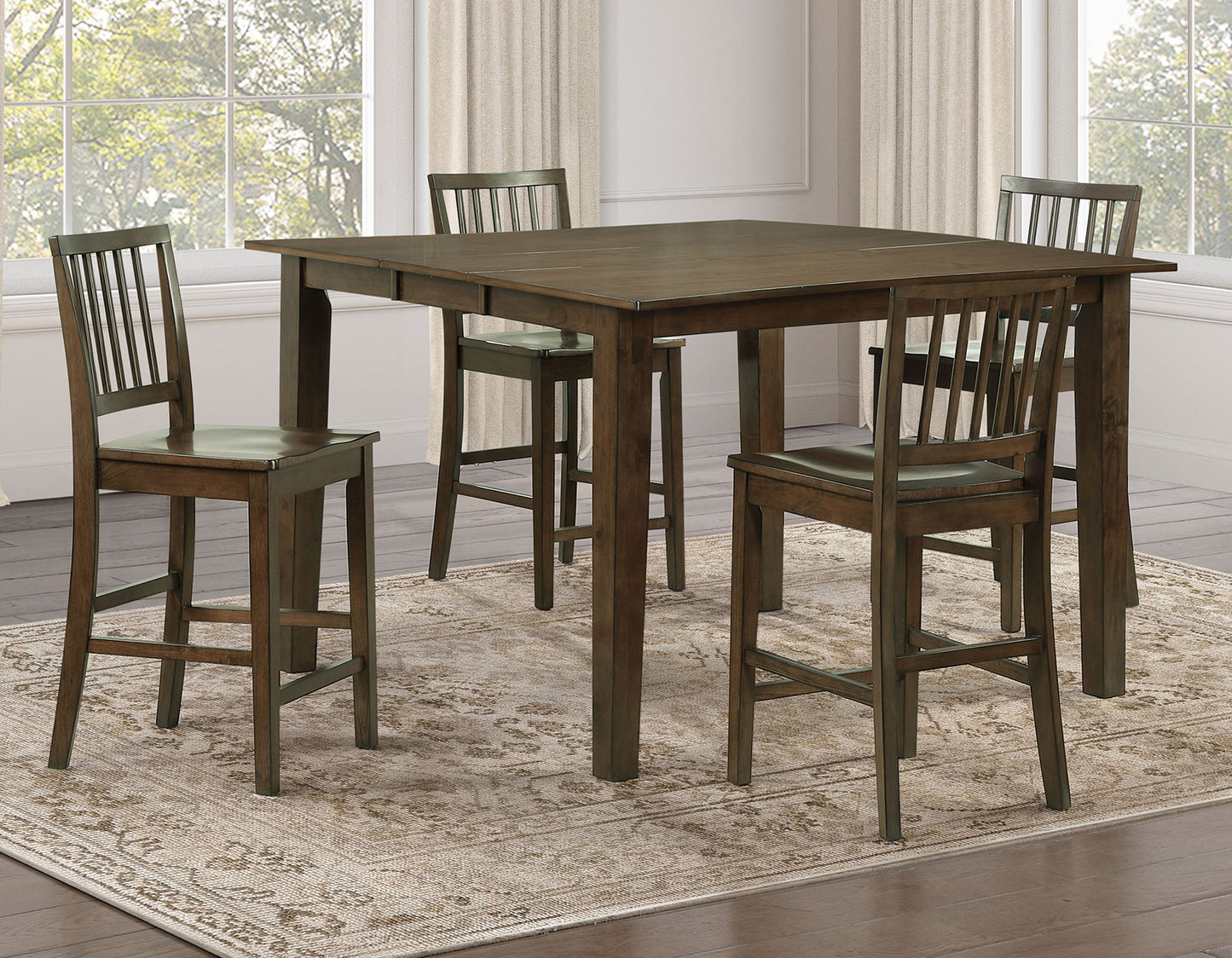 Joplin Solid Wood 24″ Farmhouse Counter Stool, Walnut Finish