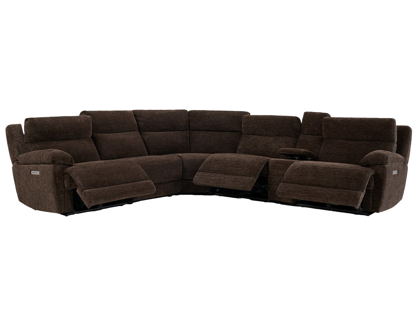 Gatlin Dual-Power Brown Fabric 6-Piece Modular Reclining Sectional