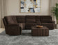 Gatlin Dual-Power Brown Fabric 6-Piece Modular Reclining Sectional