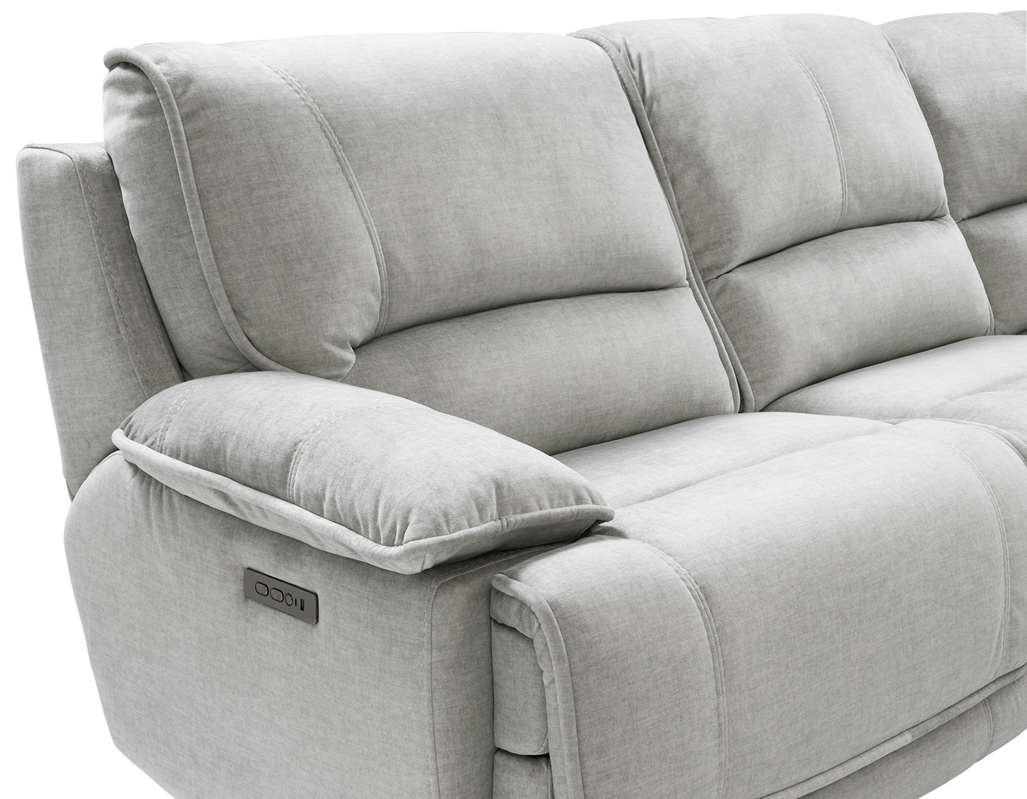 Olsen Sofa, Dual-Power Zero-Gravity Modular Reclining, Silver