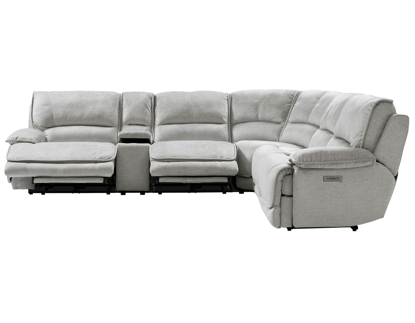 Olsen 6-Piece Sectional, Dual-Power Zero-Gravity Reclining, Silver