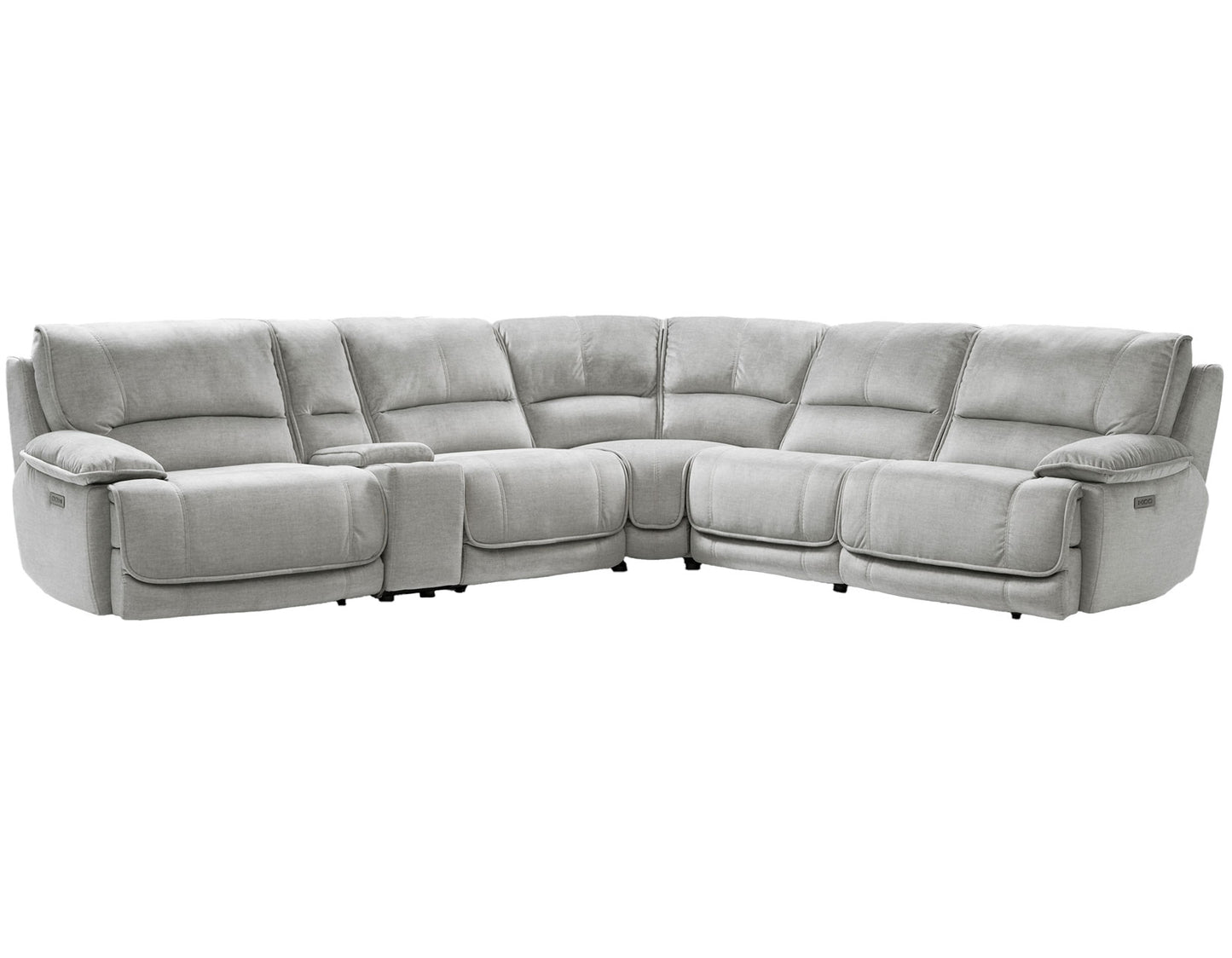 Olsen 6-Piece Sectional, Dual-Power Zero-Gravity Reclining, Silver