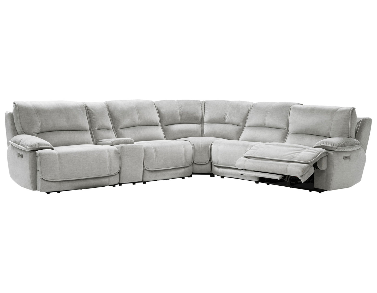 Olsen 6-Piece Sectional, Dual-Power Zero-Gravity Reclining, Silver