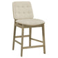 Redbridge Velvet Upholstered Counter Chair Cream and Natural Oak (Set of 2)