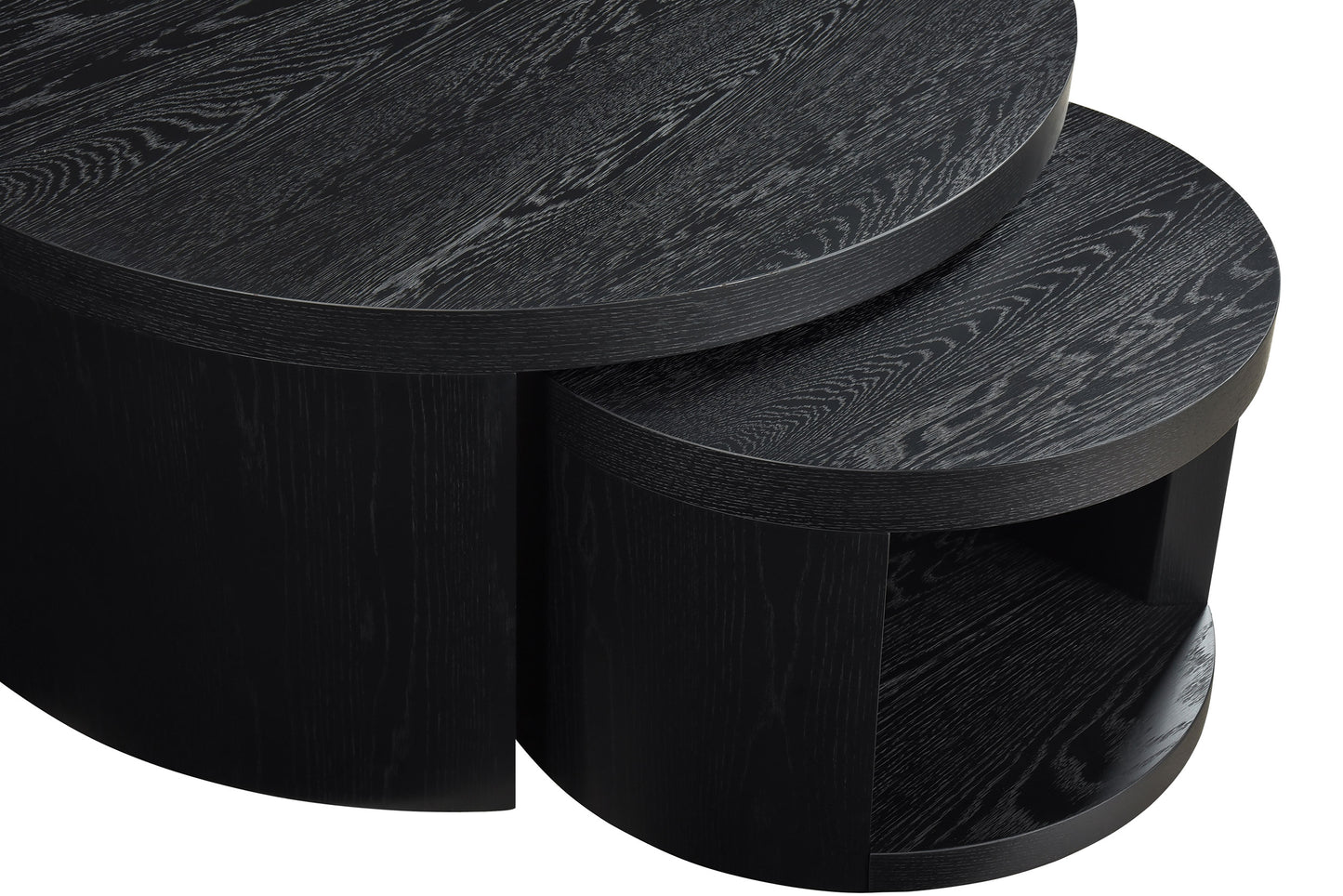 Sweeney 2-piece Round Wood Occasional Nesting Table Set Black