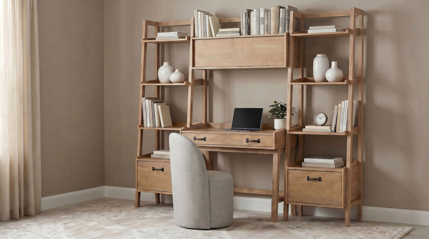 Fabian Bookshelf Bridge with Cubbies Distressed Light Brown
