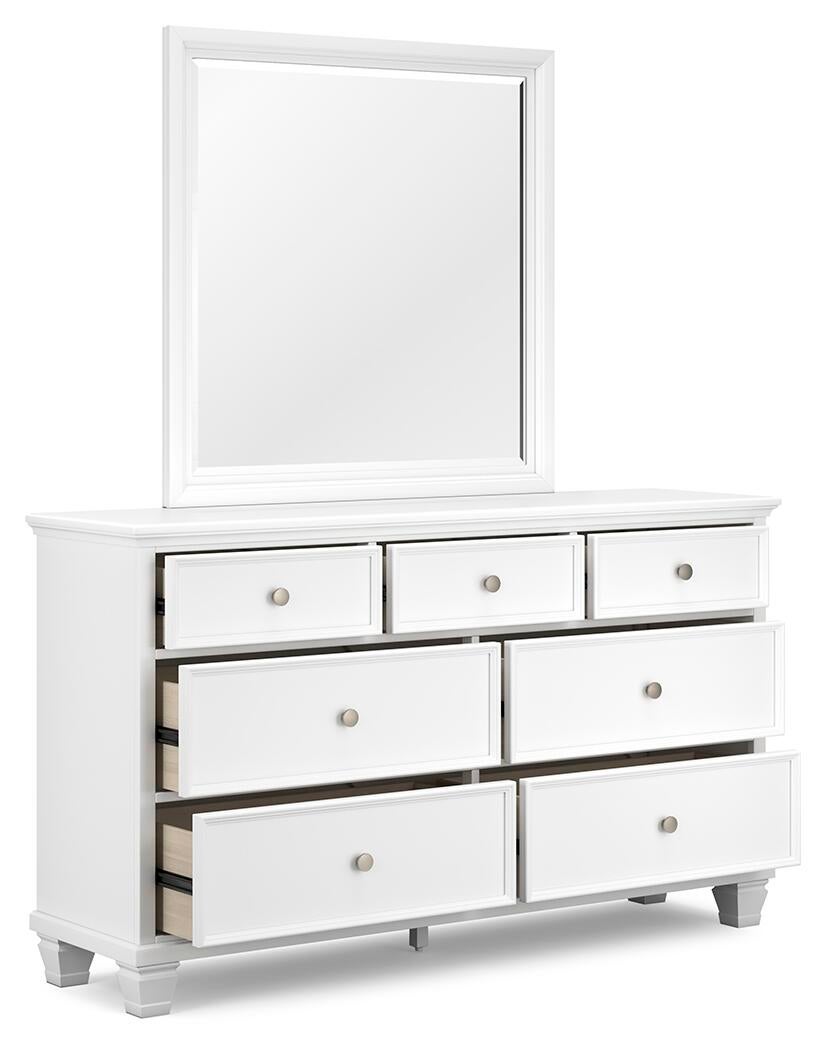 Fortman King Panel Bed with Mirrored Dresser
