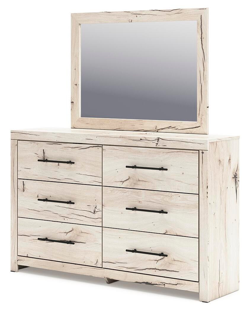 Lawroy King Panel Bed with Storage, Dresser, Mirror, Chest and Nightstand