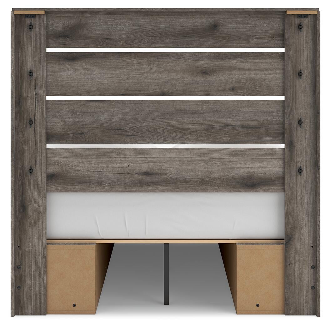 Graystorm Full Panel Bed with Storage, Dresser, Mirror, Chest and Nightstand
