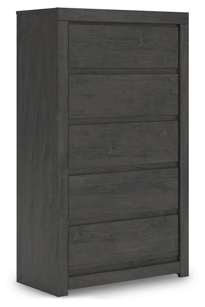 Fraluna King Panel Bed, Dresser, Mirror, Chest and Nightstand