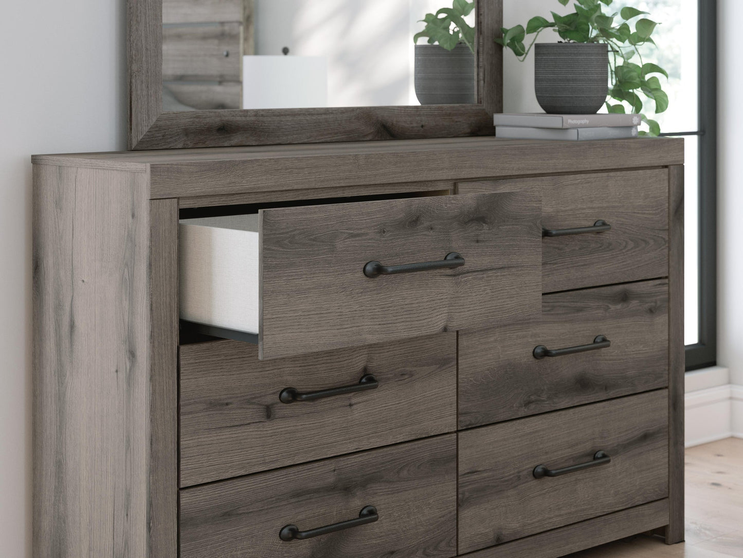 Graystorm Full Panel Bed, Dresser, Mirror and Nightstand