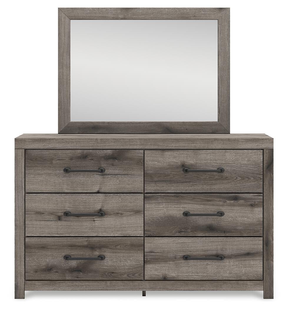 Graystorm King Panel Bed, Dresser, Mirror and Nightstand