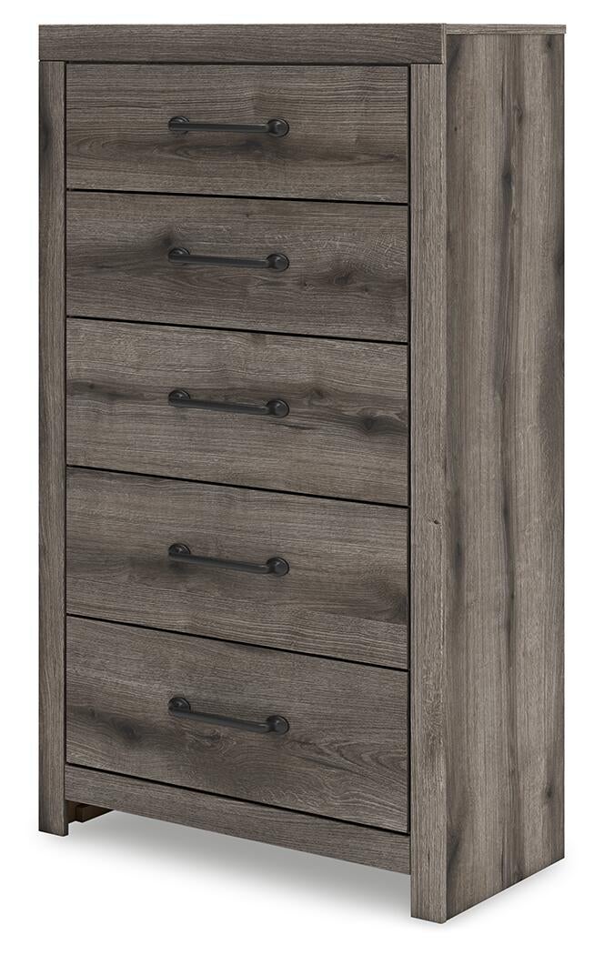 Graystorm Queen Panel Bed, Dresser, Mirror, Chest and Nightstand