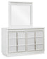 Chalanna California King Upholstered Storage Bed, Dresser, Mirror and Nightstand