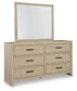 Calmoro Queen Bookcase Bed with Mirrored Dresser