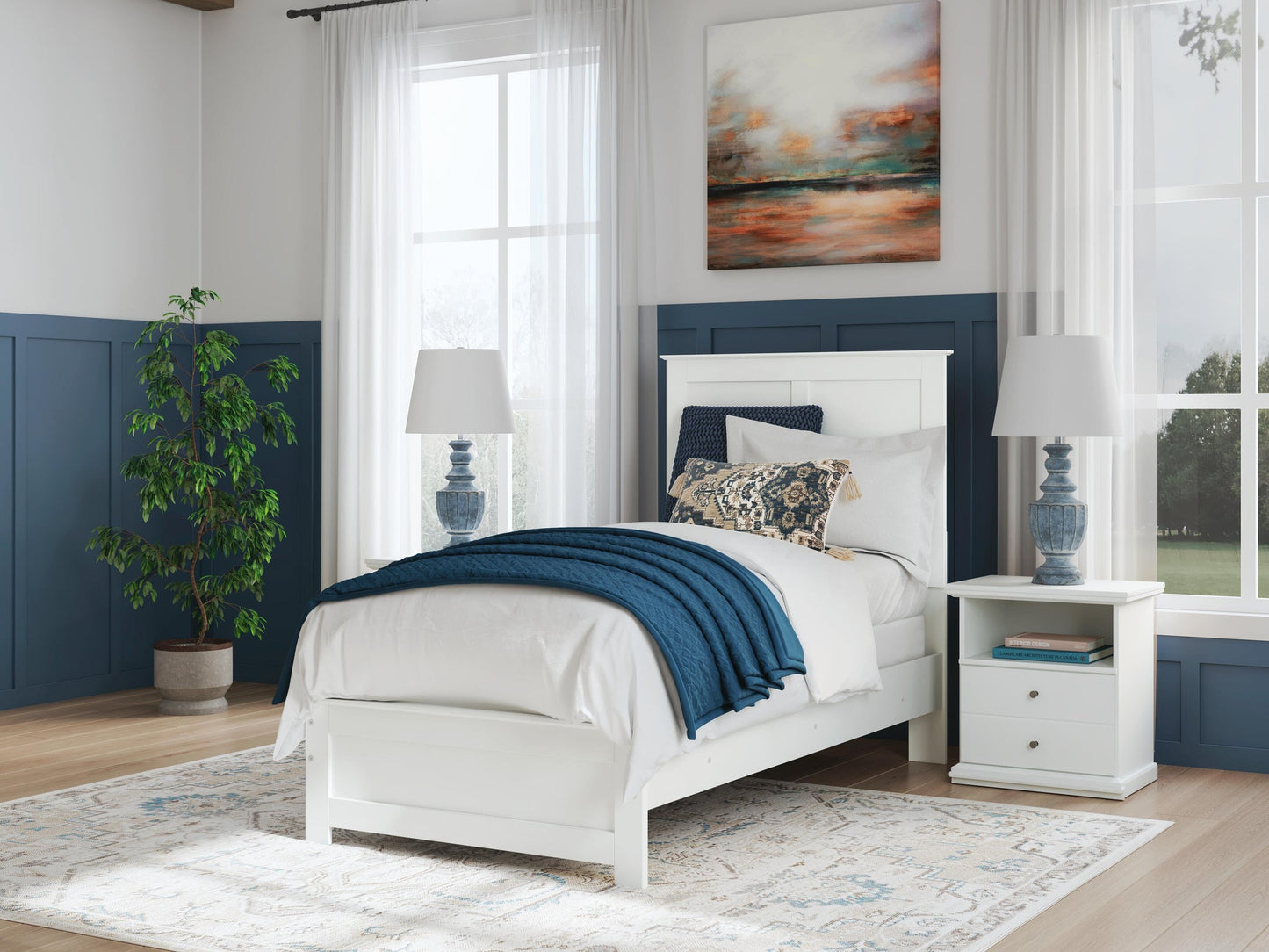 Bostwick Shoals Twin Panel Bed, Dresser, Mirror and Nightstand