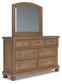 Feddinger Queen Storage Sleigh Bed with Mirrored Dresser, Chest and Nightstand