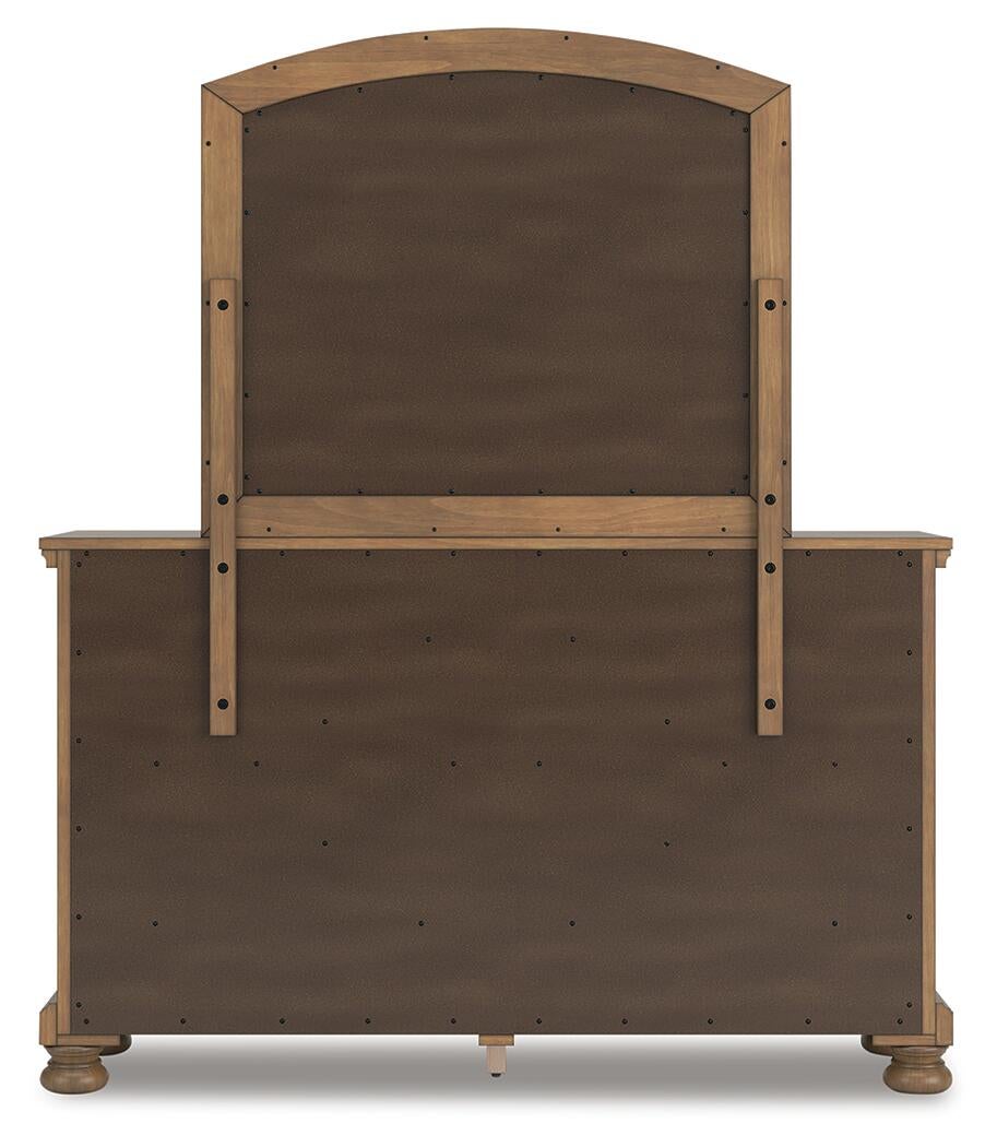 Feddinger Queen Storage Sleigh Bed with Mirrored Dresser, Chest and Nightstand