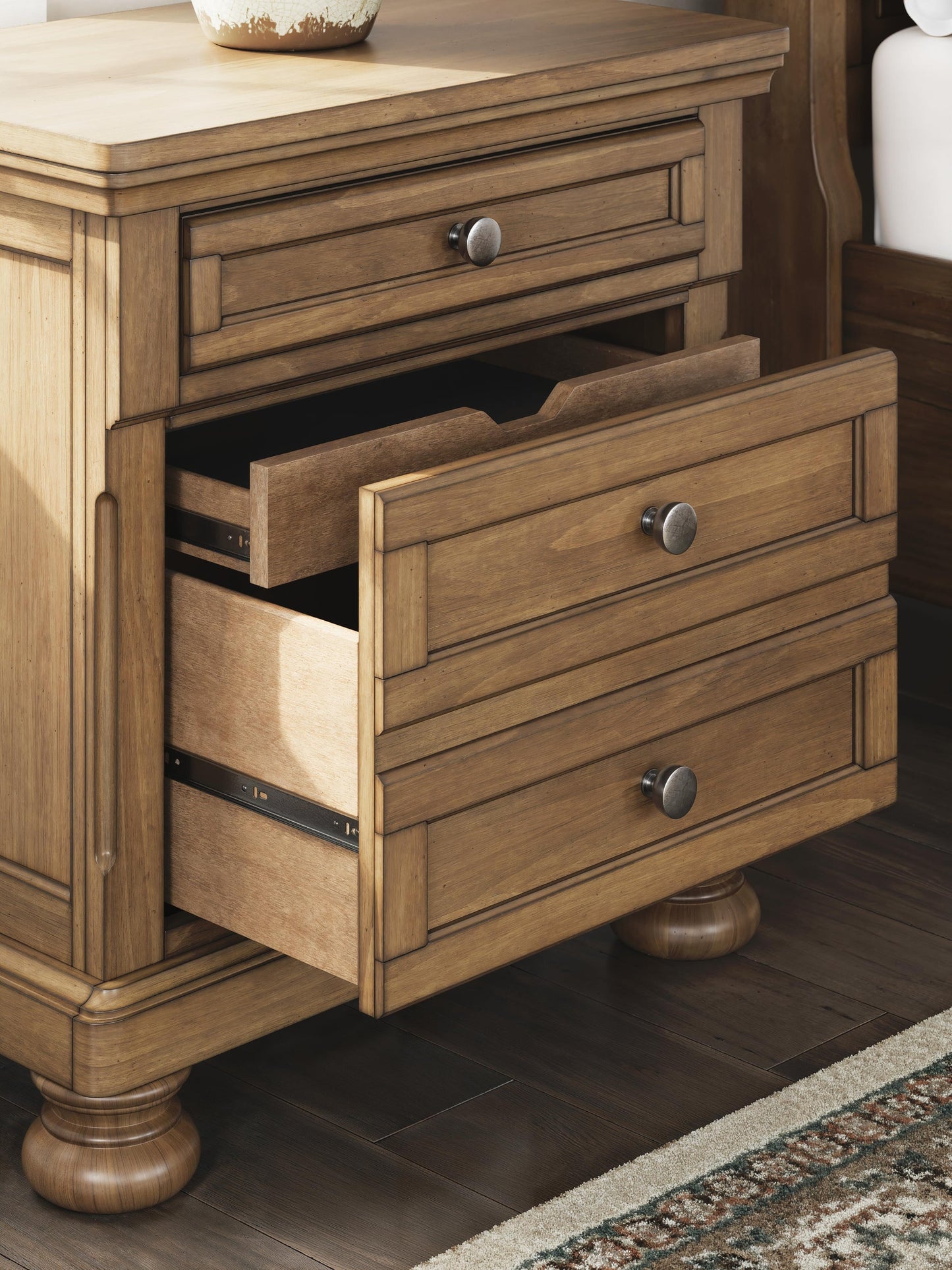 Feddinger California King Panel Bed with Mirrored Dresser and Nightstand