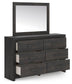 Hollivern Twin Panel Bed with Storage, Dresser and Mirror