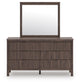 Pamytta King Upholstered Panel Platform Bed, Dresser and Mirror