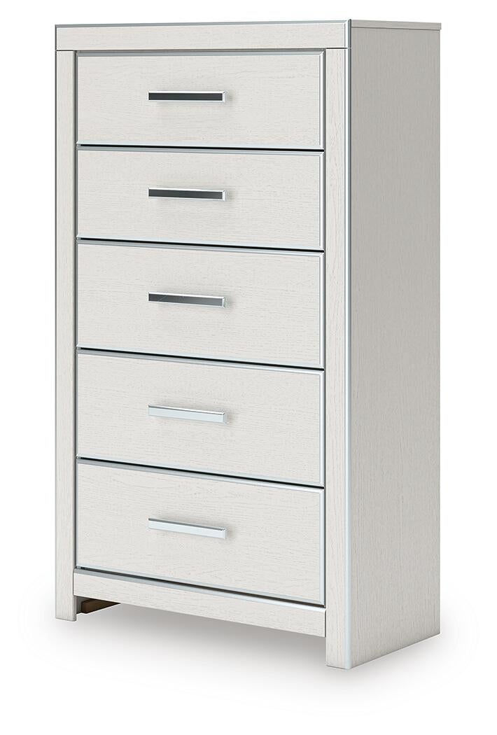 Zuraleus Queen Upholstered Panel Bed, Dresser, Mirror, Chest and Nightstand